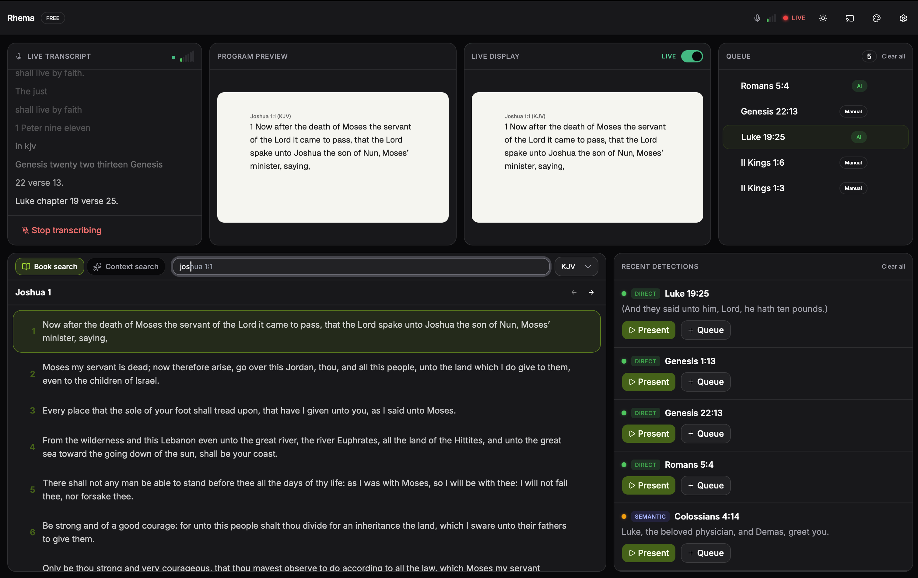 Quick navigation popover with autocomplete suggestions for "J" expanding to Joshua, Job, John, James, Jude